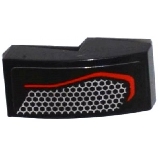 Slope, Curved 2 x 1 with Taillight with Hexagonal Mesh Pattern Model Right Side (Sticker) - Set 75909