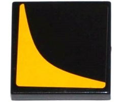 Tile 2 x 2 with Groove with Bright Light Orange Corner Pattern Model Right Side (Sticker) - Set 75909