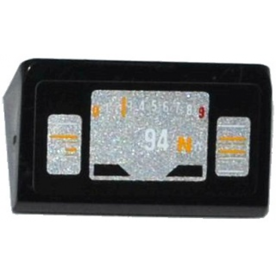 Slope 30 1 x 2 x 2/3 with Silver and Bright Light Orange Speedometer Pattern (Sticker) - Set 75909