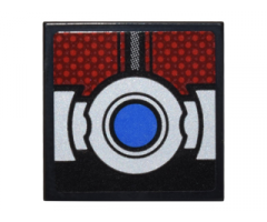 Tile 2 x 2 with Dark Red Body Armor Panels and Silver Belt with Blue Button Pattern (Sticker) - Set 76051