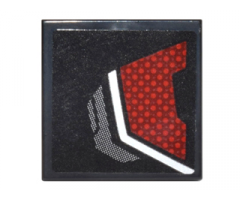 Tile 2 x 2 with Dark Red and Silver Body Armor Panel Pattern Model Left Side (Sticker) - Set 76051