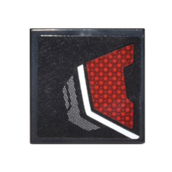 Tile 2 x 2 with Dark Red and Silver Body Armor Panel Pattern Model Left Side (Sticker) - Set 76051