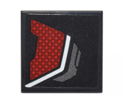 Tile 2 x 2 with Dark Red and Silver Body Armor Panel Pattern Model Right Side (Sticker) - Set 76051