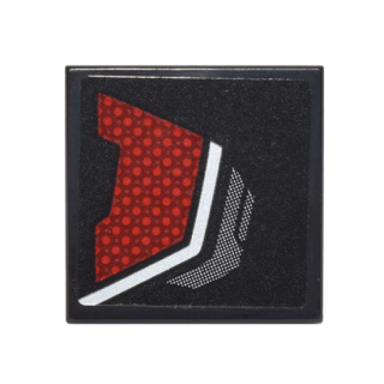 Tile 2 x 2 with Dark Red and Silver Body Armor Panel Pattern Model Right Side (Sticker) - Set 76051