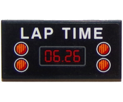 Tile 2 x 4 with 'LAP TIME' and '06.26' with Four Orange and Red Lights Pattern (Sticker) - Set 75871