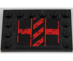 Tile, Modified 4 x 6 with Studs on Edges with Black and Red Danger Stripes Pattern Model Left (Sticker) - Set 8864