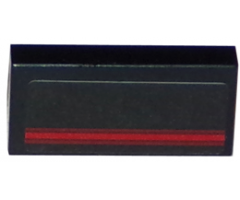 Tile 1 x 2 with Red Stripe on Black Background Pattern (Sticker) - Set 75870