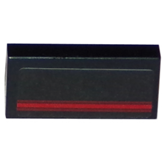 Tile 1 x 2 with Red Stripe on Black Background Pattern (Sticker) - Set 75870