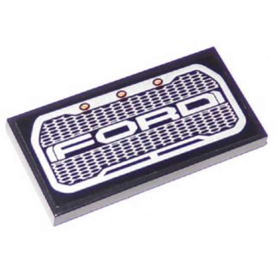 Tile 2 x 4 with Silver 'FORD' Truck / Car Honeycomb Grille on Black Background Pattern (Sticker) - Set 75875