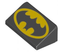 Slope 30 1 x 2 x 2/3 with Batman Logo Pattern (Head Facing Narrow End of Slope)