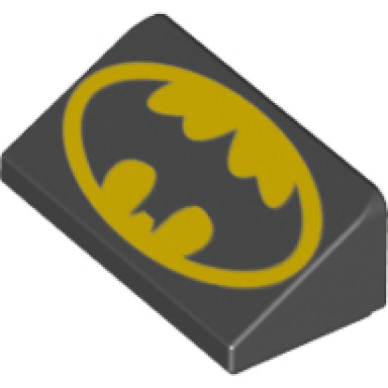 Slope 30 1 x 2 x 2/3 with Batman Logo Pattern (Head Facing Narrow End of Slope)