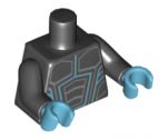 Torso Robot Armor with Medium Azure and Silver Lines Pattern / Black Arms / Medium Azure Hands