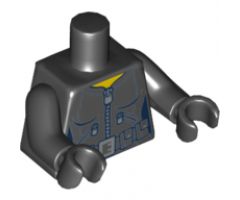Torso Female Outline Jacket with Dark Blue Seams, Silver Zippers and Utility Belt with Silver Buckle Pattern / Black Arms / Black Hands