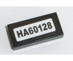 Tile 1 x 2 with 'HA60128' Pattern (Sticker) - Set 60128