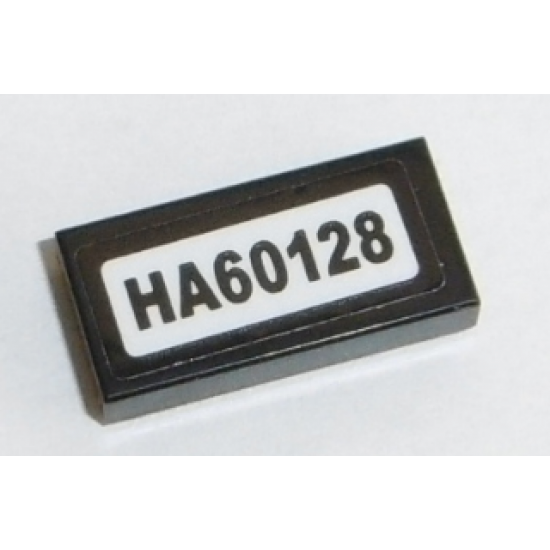 Tile 1 x 2 with 'HA60128' Pattern (Sticker) - Set 60128