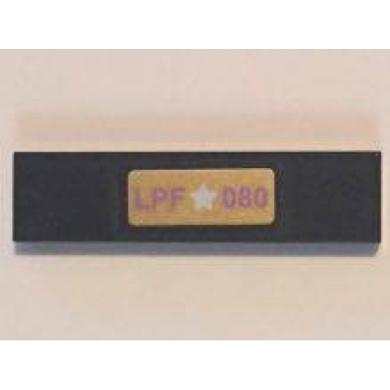 Tile 1 x 4 with Medium Lavender 'LPF 080' License Plate on Gold Background Pattern (Sticker) - Set 41101