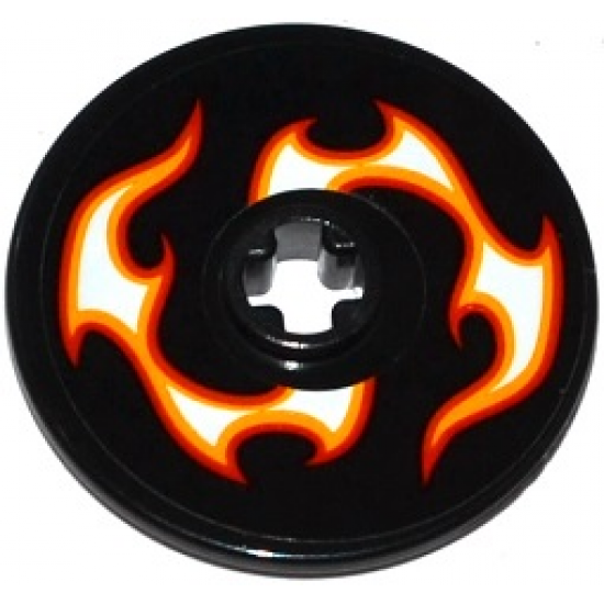 Technic, Disk 3 x 3 with Red, Orange and White Flames Pattern Model Left Side (Sticker) - Set 42046