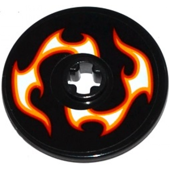 Technic, Disk 3 x 3 with Red, Orange and White Flames Pattern Model Right Side (Sticker) - Set 42046