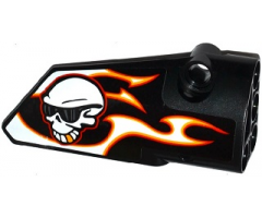 Technic, Panel Fairing # 4 Small Smooth Long, Side B with Red, Orange and White Flames and Skull with Sunglasses Pattern (Sticker) - Set 42046