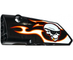 Technic, Panel Fairing # 3 Small Smooth Long, Side A with Red, Orange and White Flames and Skull with Sunglasses Pattern (Sticker) - Set 42046