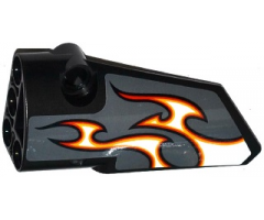 Technic, Panel Fairing # 3 Small Smooth Long, Side A with Red, Orange and White Flames on Dark Bluish Gray Background Pattern (Sticker) - Set 42046