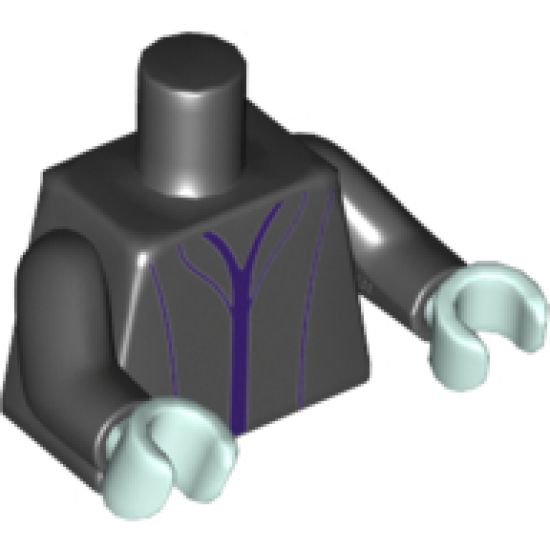 Torso Female Dress with Dark Purple Trim and Seams Pattern / Black Arms / Light Aqua Hands