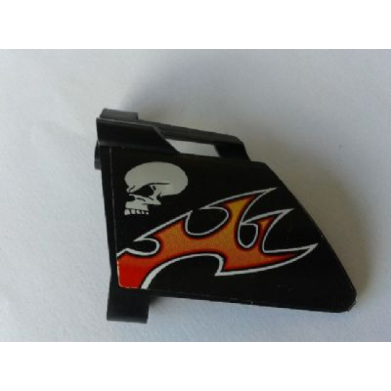 Technic, Panel Fairing #23 Large Short, Small Hole, Side B with Skull and Orange Flames Pattern (Sticker) - Set 8167