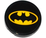 Tile, Round 2 x 2 with Bottom Stud Holder with Batman Logo Oval Pattern (Sticker) - Set 76053