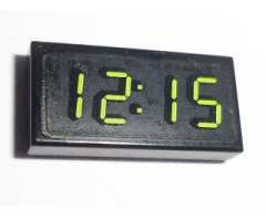 Tile 1 x 2 with Clock Digital Pattern - '12:15' (Sticker) - Set 60097