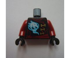 Torso Ninjago Female Robe with Gold Clasps, Bird, Dark Red Sash and Emblem and Wings on Back Pattern / Dark Red Arms / Black Hands