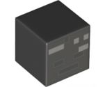 Minifigure, Head, Modified Cube with Minecraft Wither Skull Skeleton Face Pattern