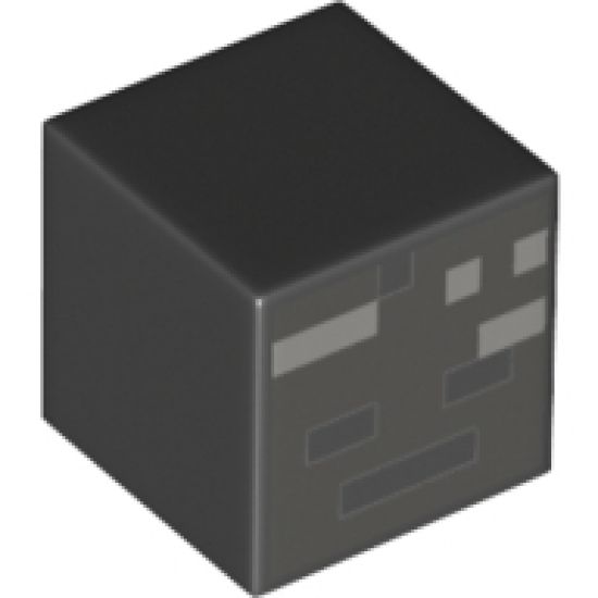Minifigure, Head, Modified Cube with Minecraft Wither Skull Skeleton Face Pattern