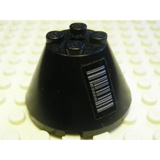 Cone 4 x 4 x 2 with Axle Hole with Silver Barcode Pattern (Sticker) - Set 7702