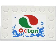 Tile, Modified 4 x 6 with Studs on Edges with Bubbles and Octan Logo Pattern (Sticker) - Set 4207