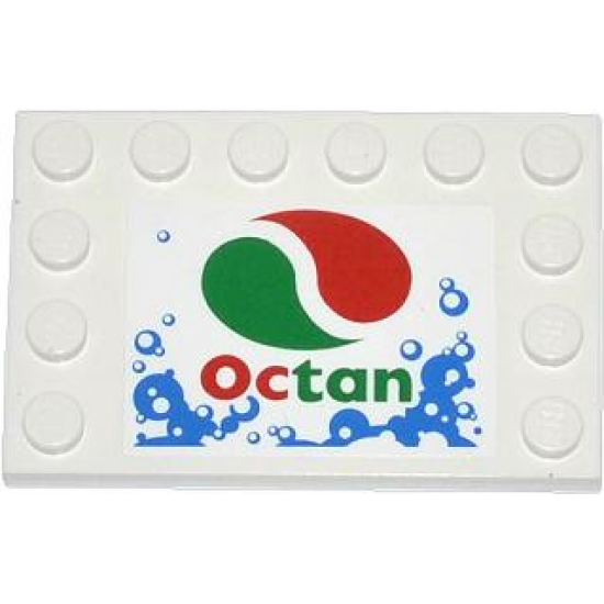 Tile, Modified 4 x 6 with Studs on Edges with Bubbles and Octan Logo Pattern (Sticker) - Set 4207