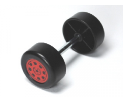 Duplo, Vehicle Wheel Double Assembly with Metal Axle and Red Rally Pattern