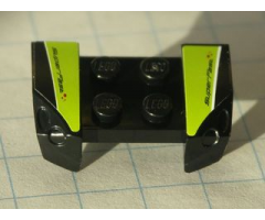 Vehicle, Mudguard 2 x 4 with Headlights Overhang with 'SuperFast' on Lime, White, and Black Pattern on Both Sides (Stickers) - Set 8119
