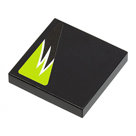 Tile 2 x 2 with Black and Lime Flames Pattern Model Right Side (Sticker) - Set 8119