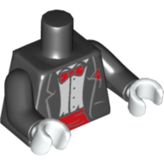 Torso Jacket Formal with White Shirt and Red Bow Tie and Cummerbund Pattern / Black Arms / White Hands