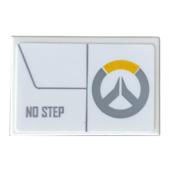 Tile 2 x 3 with Overwatch Logo and 'NO STEP' Pattern Model Left Side (Sticker) - Set 75970