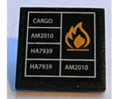 Road Sign 2 x 2 Square with Clip with Orange Flame and White Table Pattern (Sticker) - Set 7939