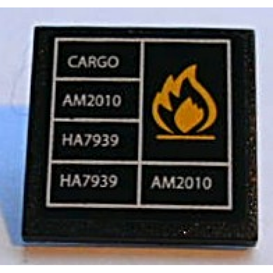 Road Sign 2 x 2 Square with Clip with Orange Flame and White Table Pattern (Sticker) - Set 7939