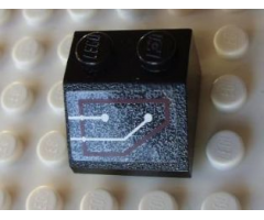Slope 45 2 x 2 with Silver Circuitry, 1 Line Straight, 1 Line Bent in Red Outline Pattern (Sticker) - Set 7702