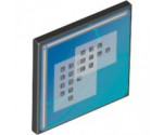 Road Sign 2 x 2 Square with Clip with Curved Blue Lines and Small Black Squares Pattern (Computer Screen)