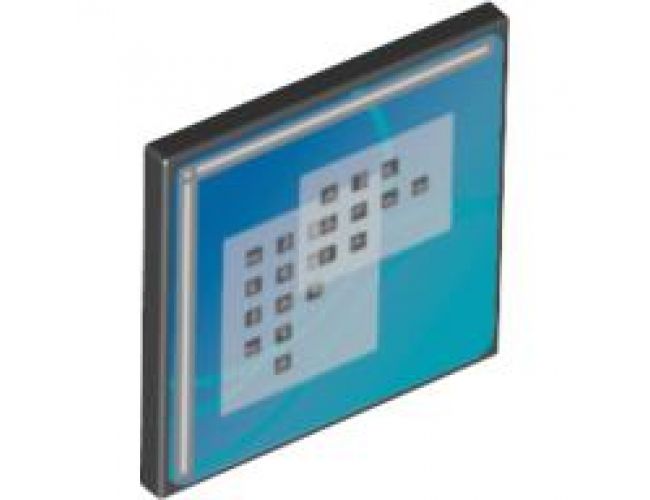 Road Sign 2 x 2 Square with Clip with Curved Blue Lines and Small Black Squares Pattern (Computer Screen)
