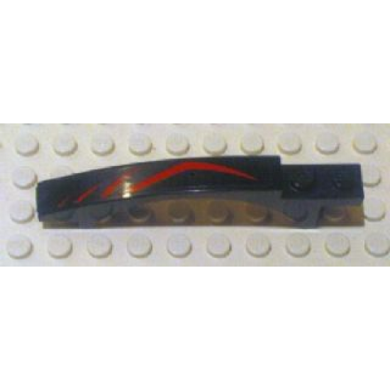 Slope, Curved 8 x 1 x 1 2/3 with Arch and Red Lines Pattern Model Right (Sticker) - Set 8669