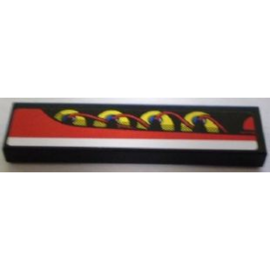 Tile 1 x 4 with 4 Cylinder Heads and Wires Pattern, Model Left (Sticker) - Set 8898