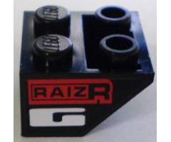 Slope, Inverted 45 2 x 2 with 'RAIZR' on Red, White Letter G Pattern (Sticker) - Set 8898
