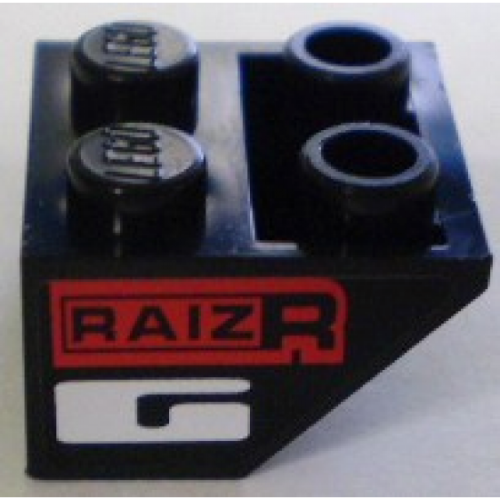Slope, Inverted 45 2 x 2 with 'RAIZR' on Red, White Letter G Pattern (Sticker) - Set 8898