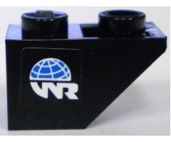 Slope, Inverted 45 2 x 1 with World Racers Logo on Black Background Pattern Model Left (Sticker) - Sets 8897 / 8898